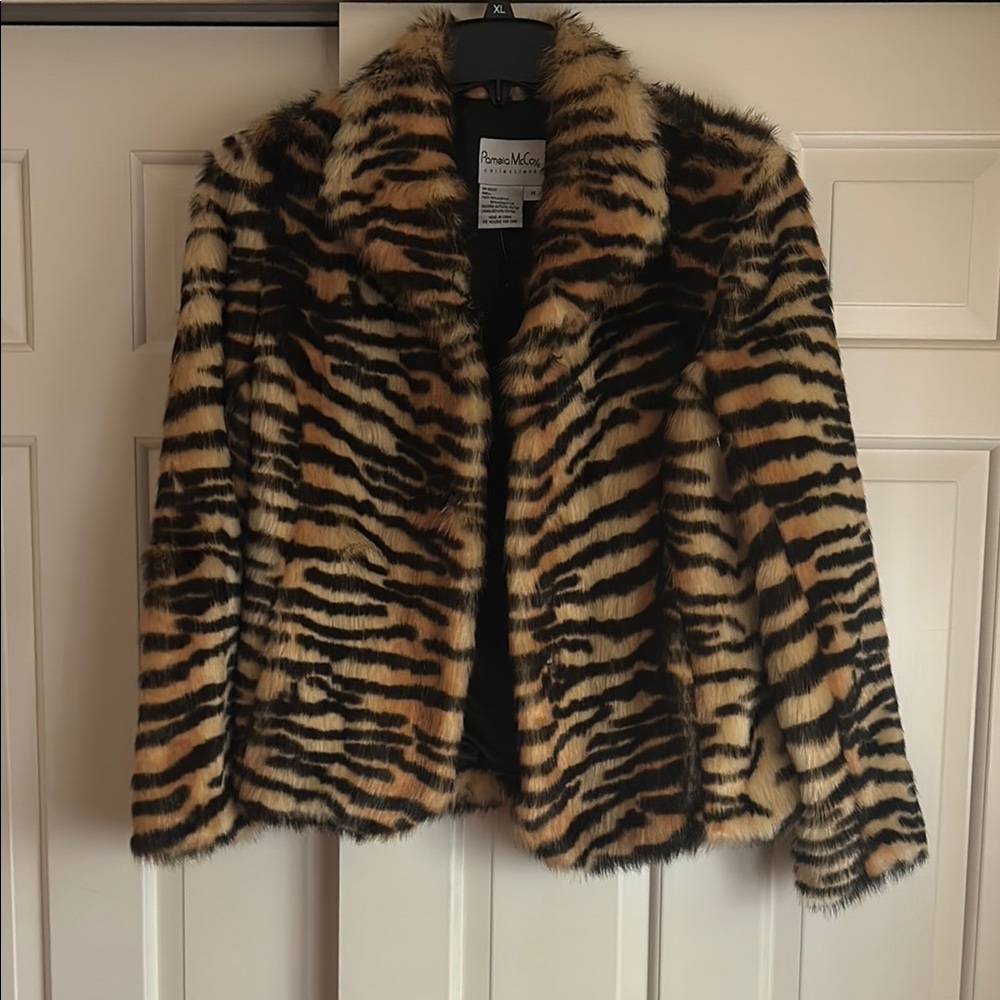 Pamela McCoy Black and Orange Teddy Jacket